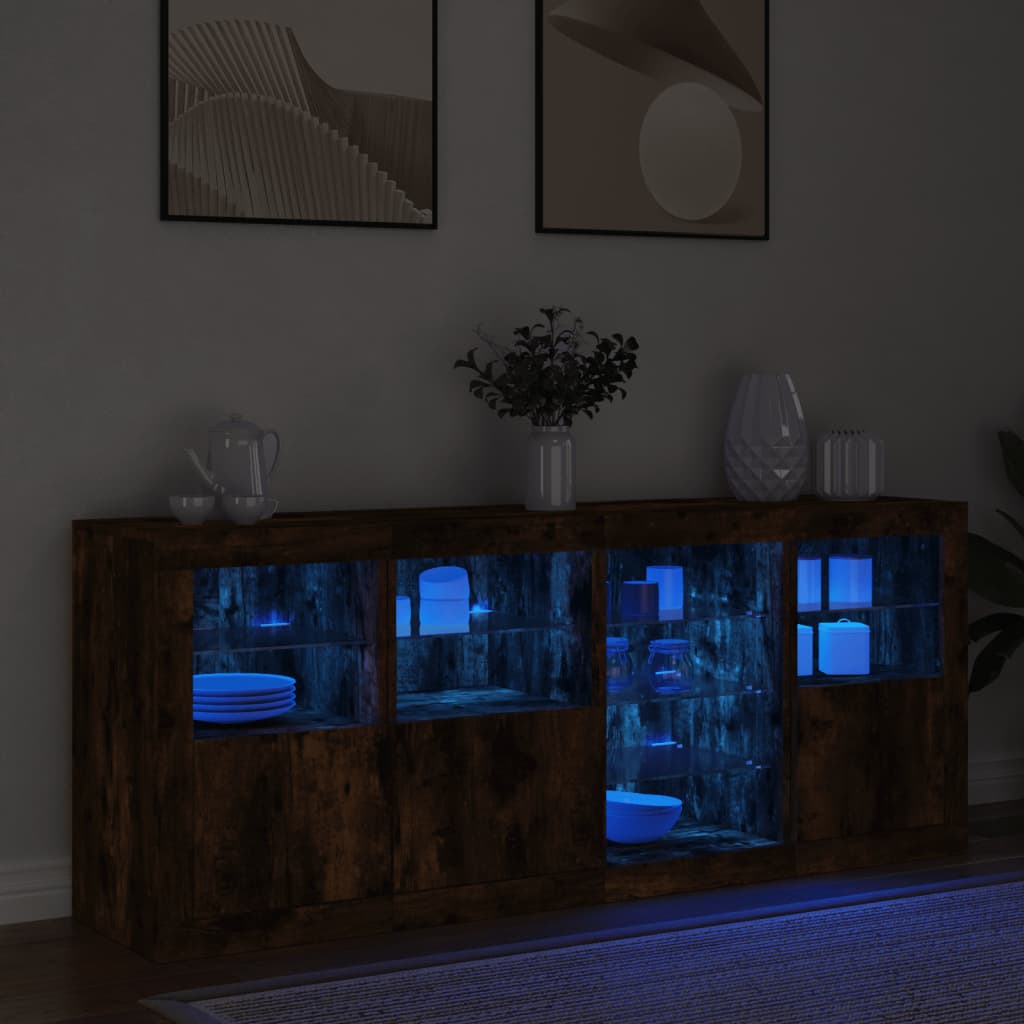 Komoda s LED svjetlima boja dimljenog hrasta 164 x 37x 67 cm