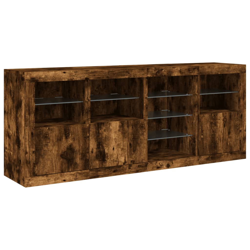 Komoda s LED svjetlima boja dimljenog hrasta 164 x 37x 67 cm