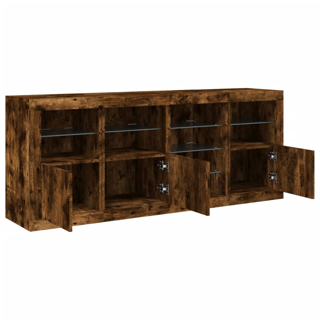 Komoda s LED svjetlima boja dimljenog hrasta 164 x 37x 67 cm