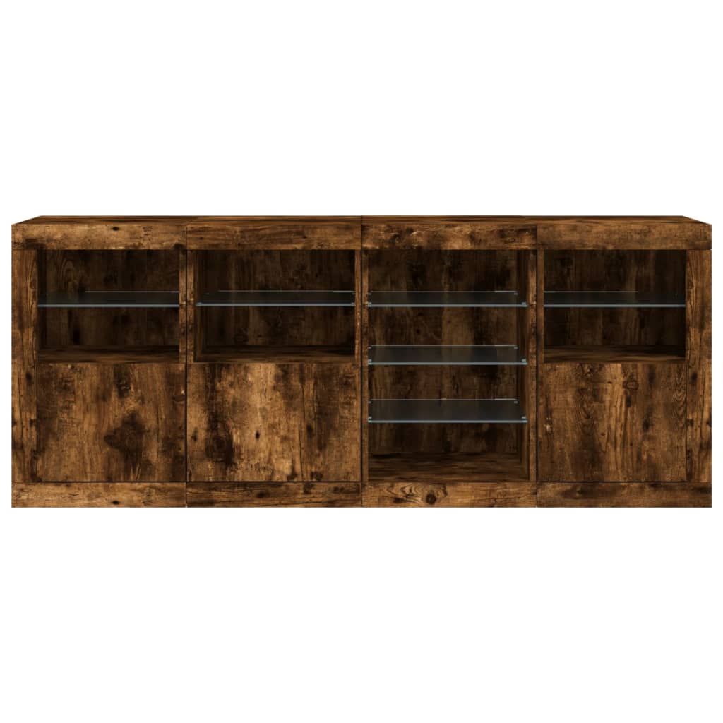 Komoda s LED svjetlima boja dimljenog hrasta 164 x 37x 67 cm