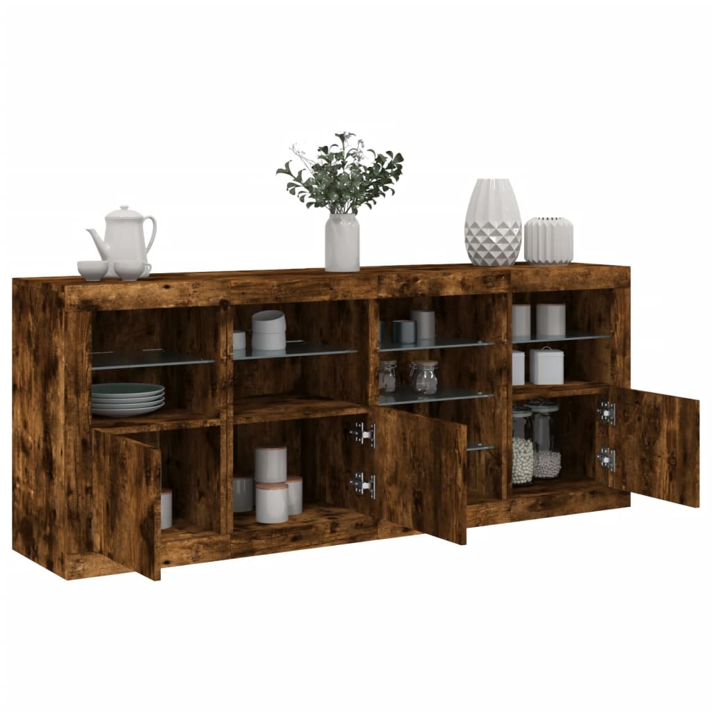 Komoda s LED svjetlima boja dimljenog hrasta 164 x 37x 67 cm