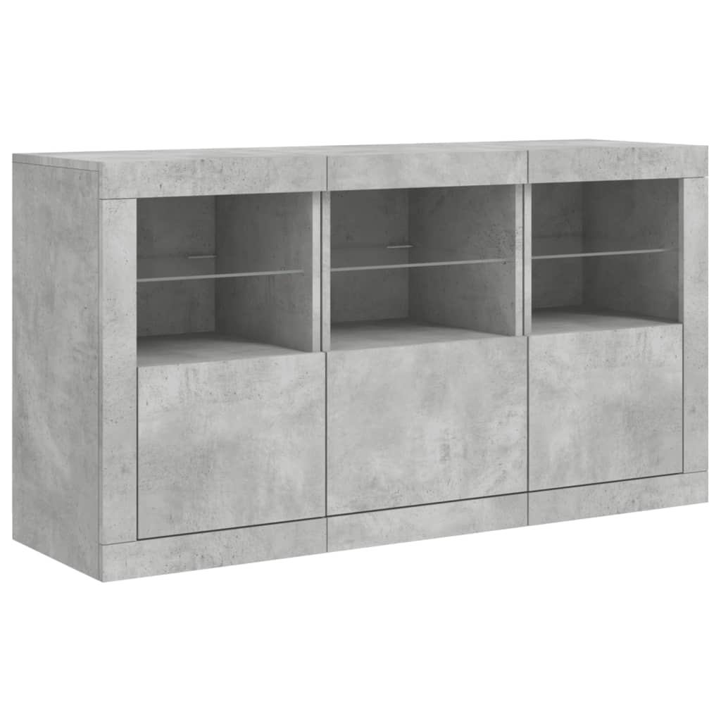Komoda s LED svjetlima siva boja betona 123x37x67 cm