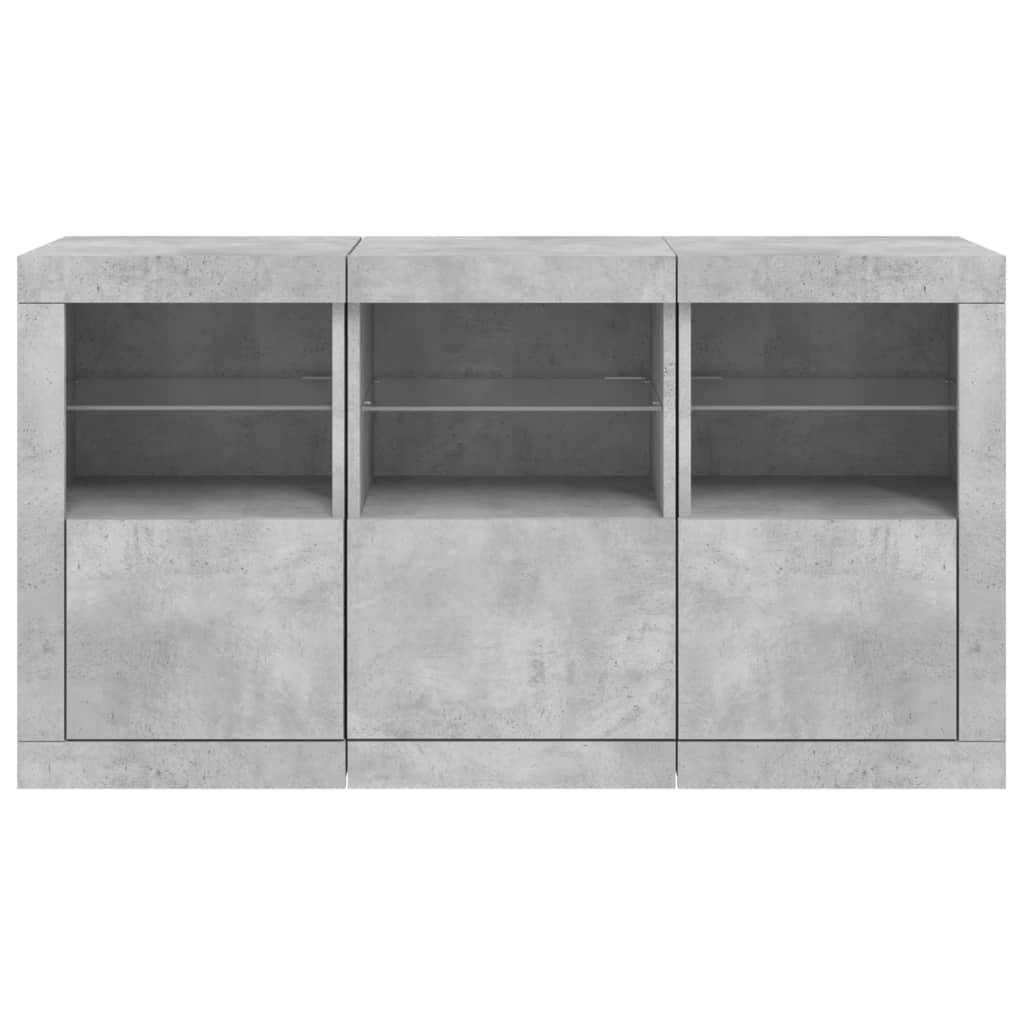 Komoda s LED svjetlima siva boja betona 123x37x67 cm