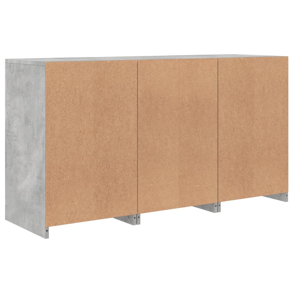 Komoda s LED svjetlima siva boja betona 123x37x67 cm
