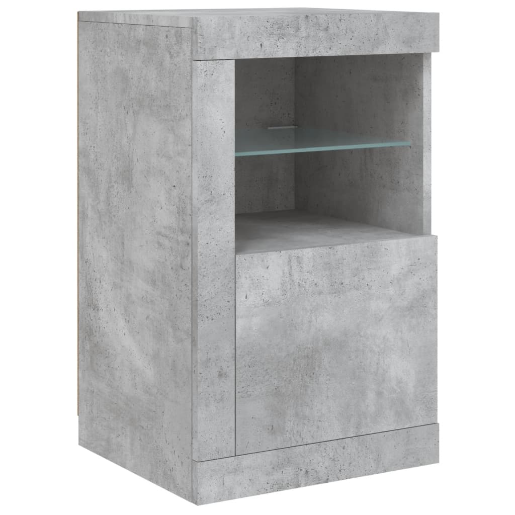 Komoda s LED svjetlima siva boja betona 123x37x67 cm