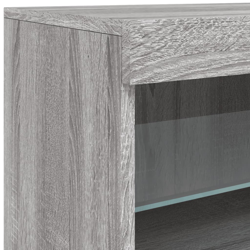 Komoda s LED svjetlima boja sivog hrasta 123x37x67 cm