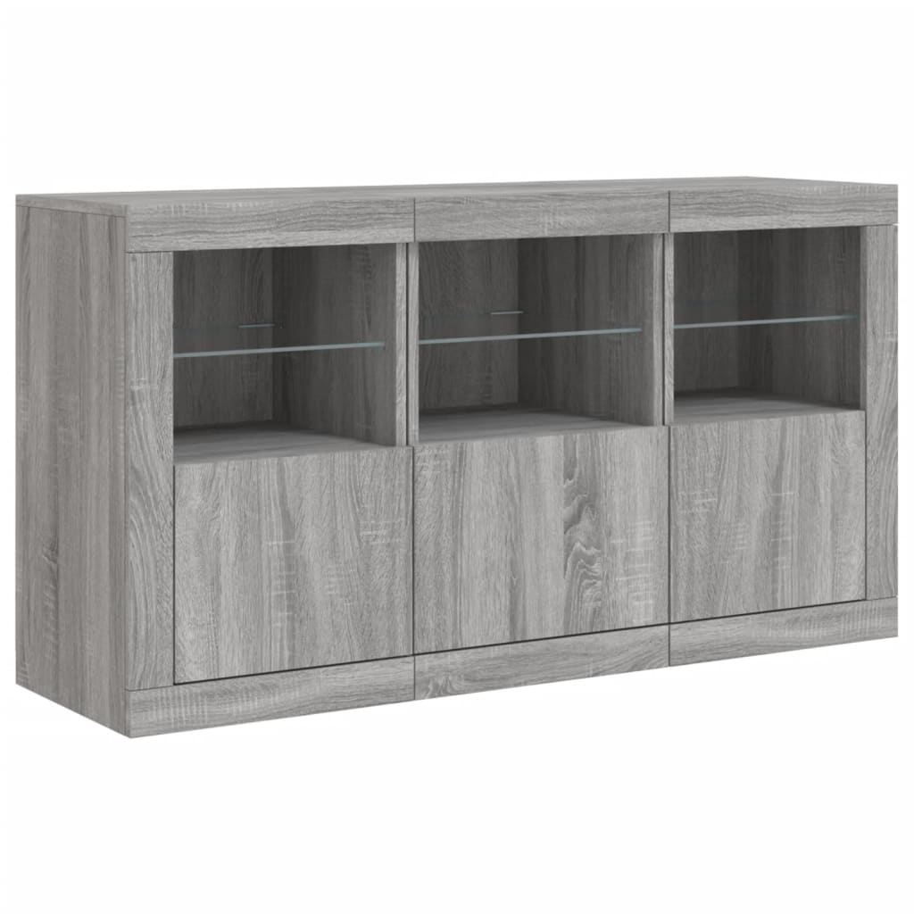 Komoda s LED svjetlima boja sivog hrasta 123x37x67 cm
