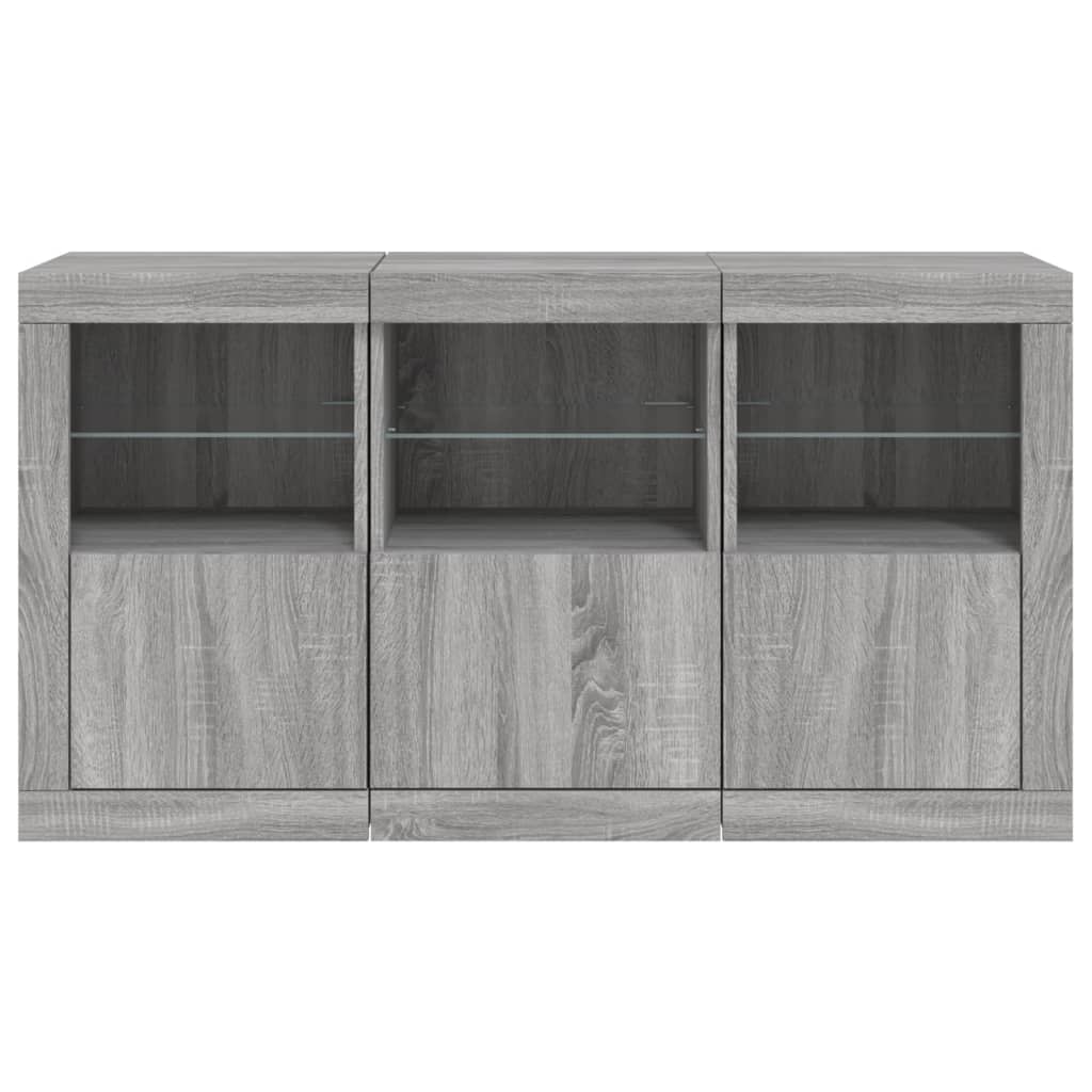 Komoda s LED svjetlima boja sivog hrasta 123x37x67 cm