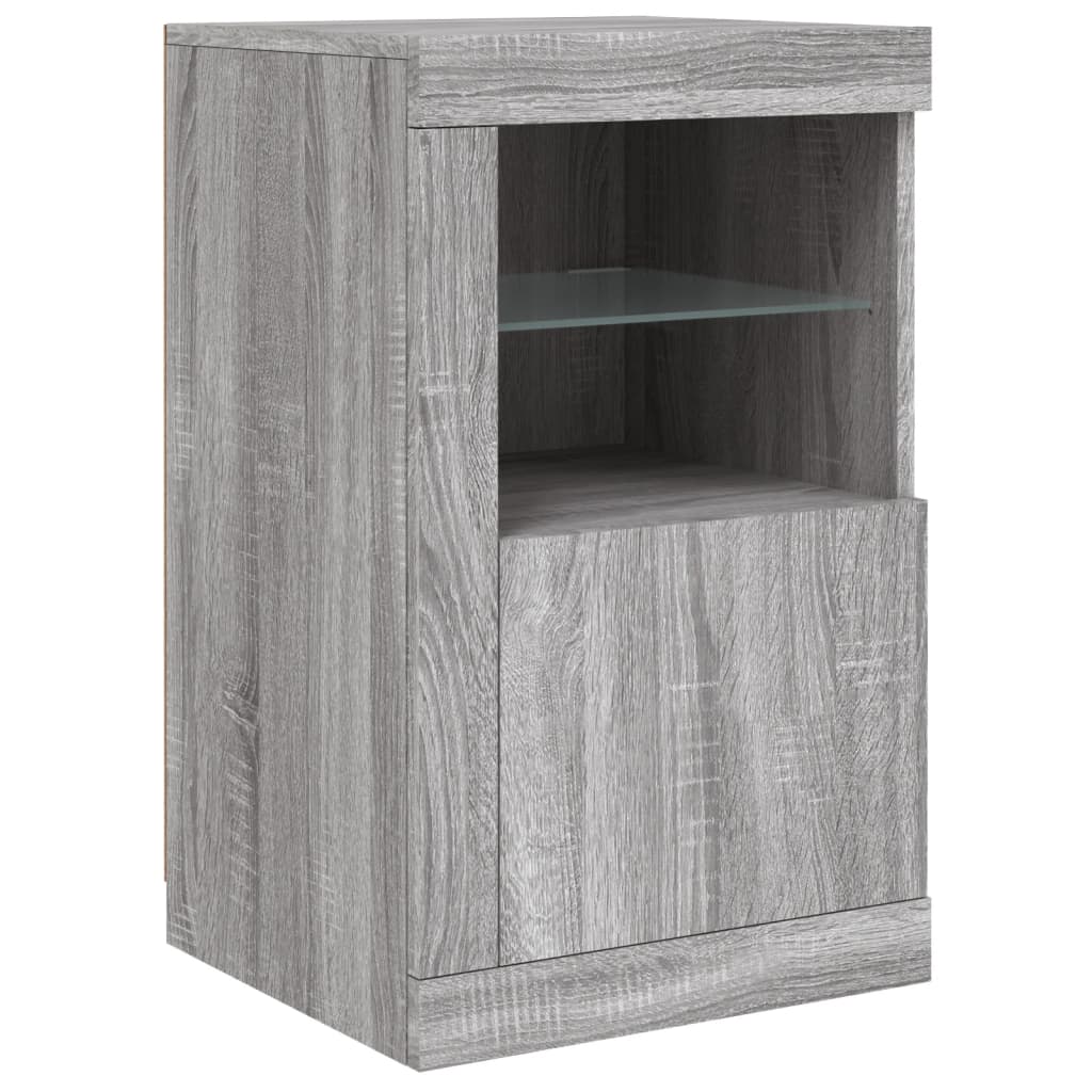 Komoda s LED svjetlima boja sivog hrasta 123x37x67 cm