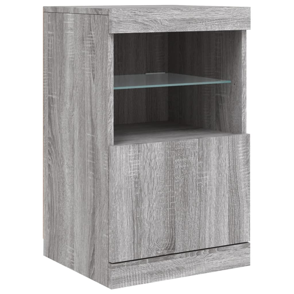 Komoda s LED svjetlima boja sivog hrasta 123x37x67 cm