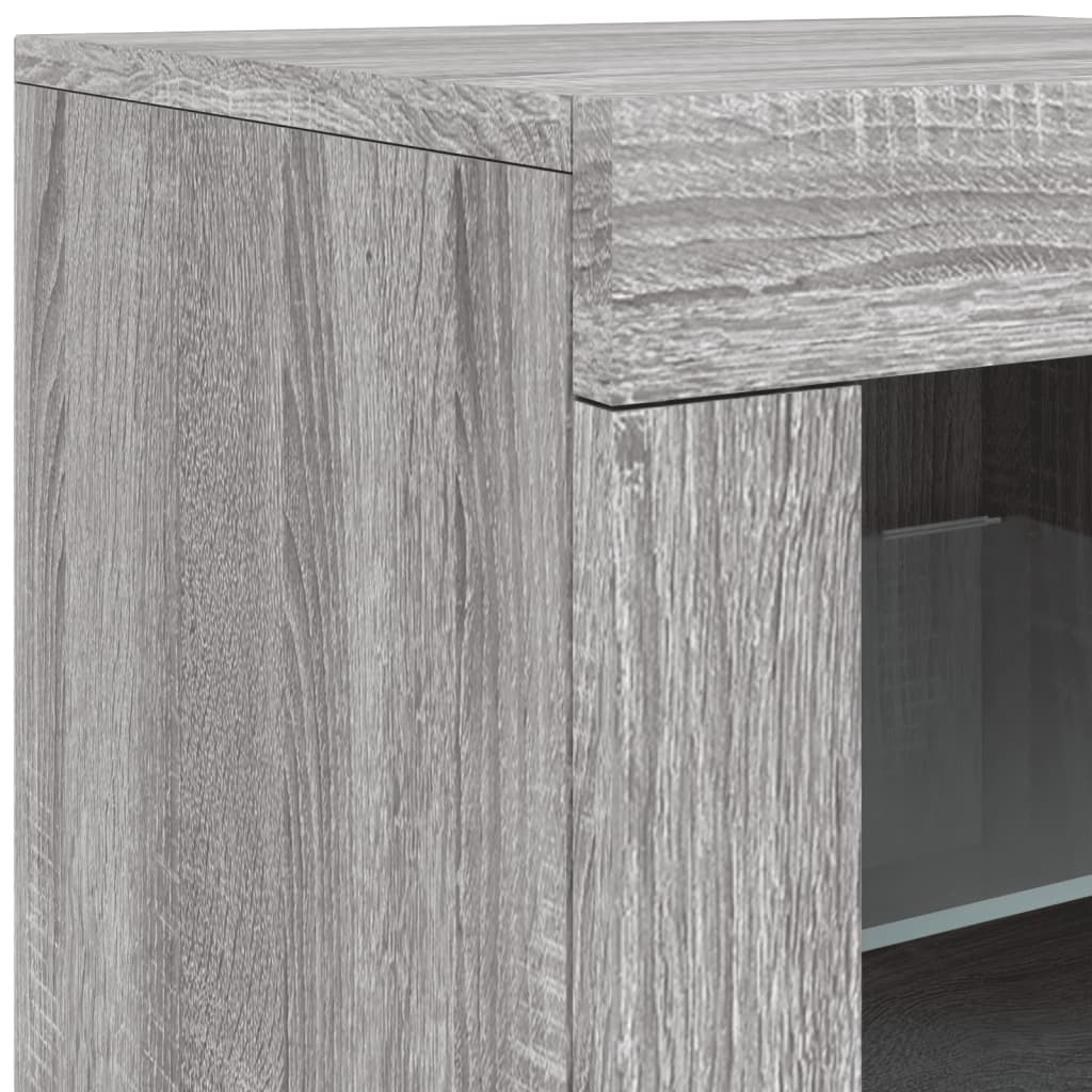 Komoda s LED svjetlima boja sivog hrasta 123x37x67 cm