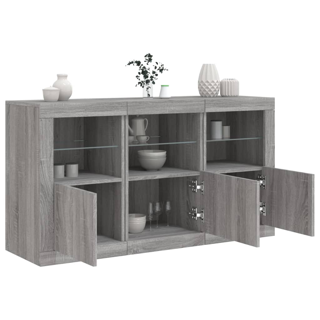 Komoda s LED svjetlima boja sivog hrasta 123x37x67 cm