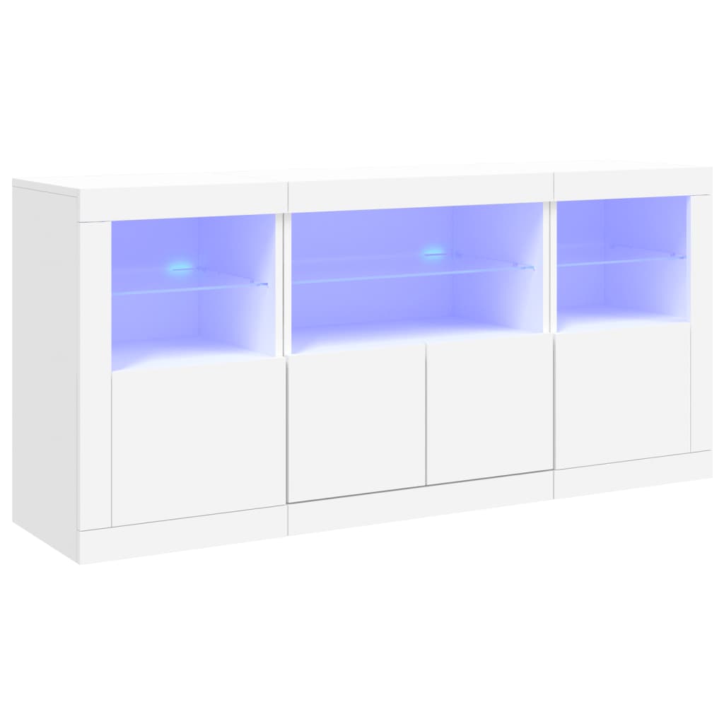 Komoda s LED svjetlima bijela 142,5 x 37 x 67 cm