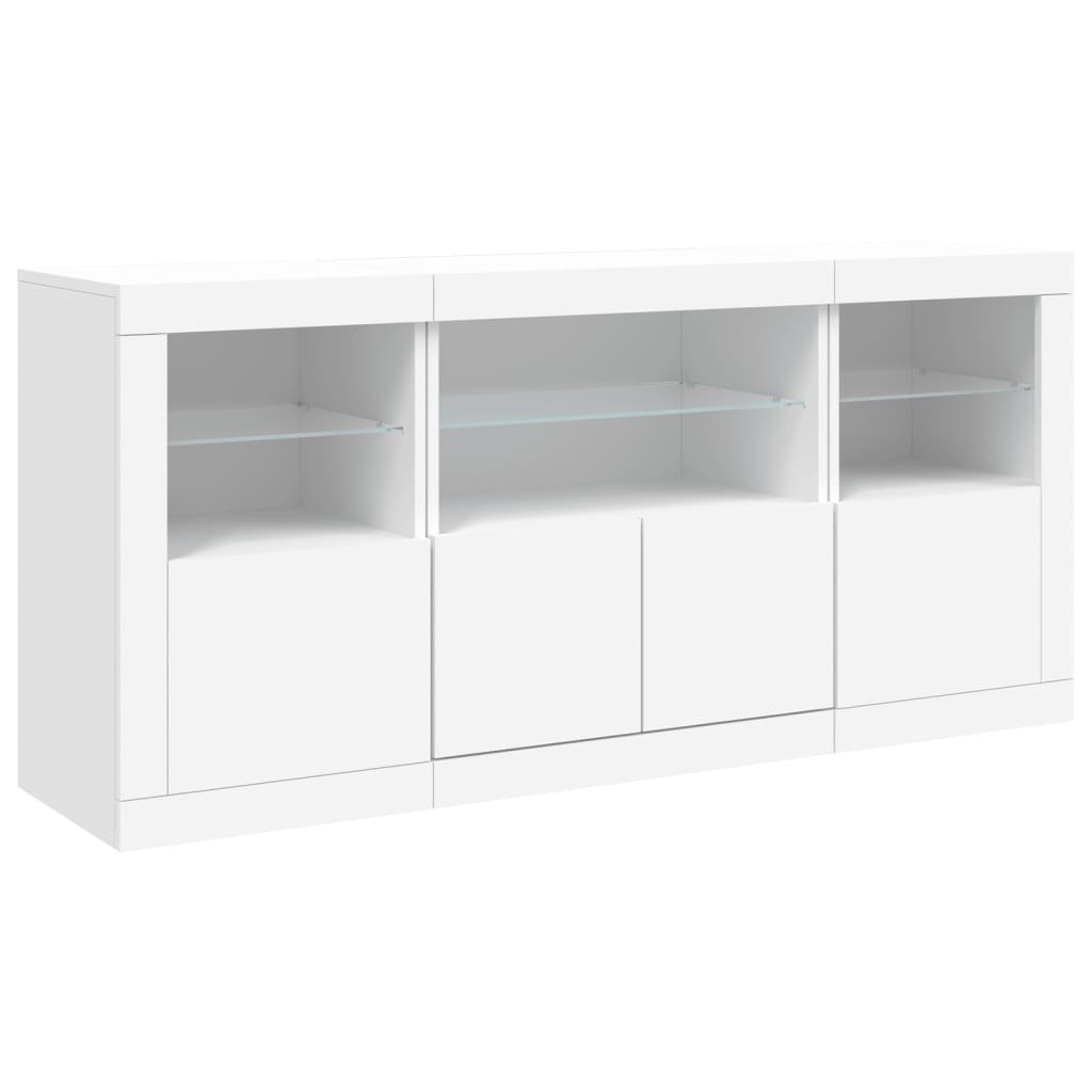 Komoda s LED svjetlima bijela 142,5 x 37 x 67 cm