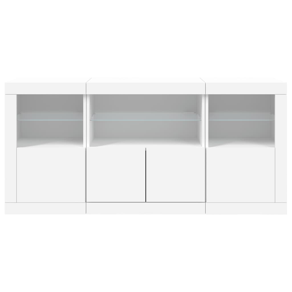 Komoda s LED svjetlima bijela 142,5 x 37 x 67 cm