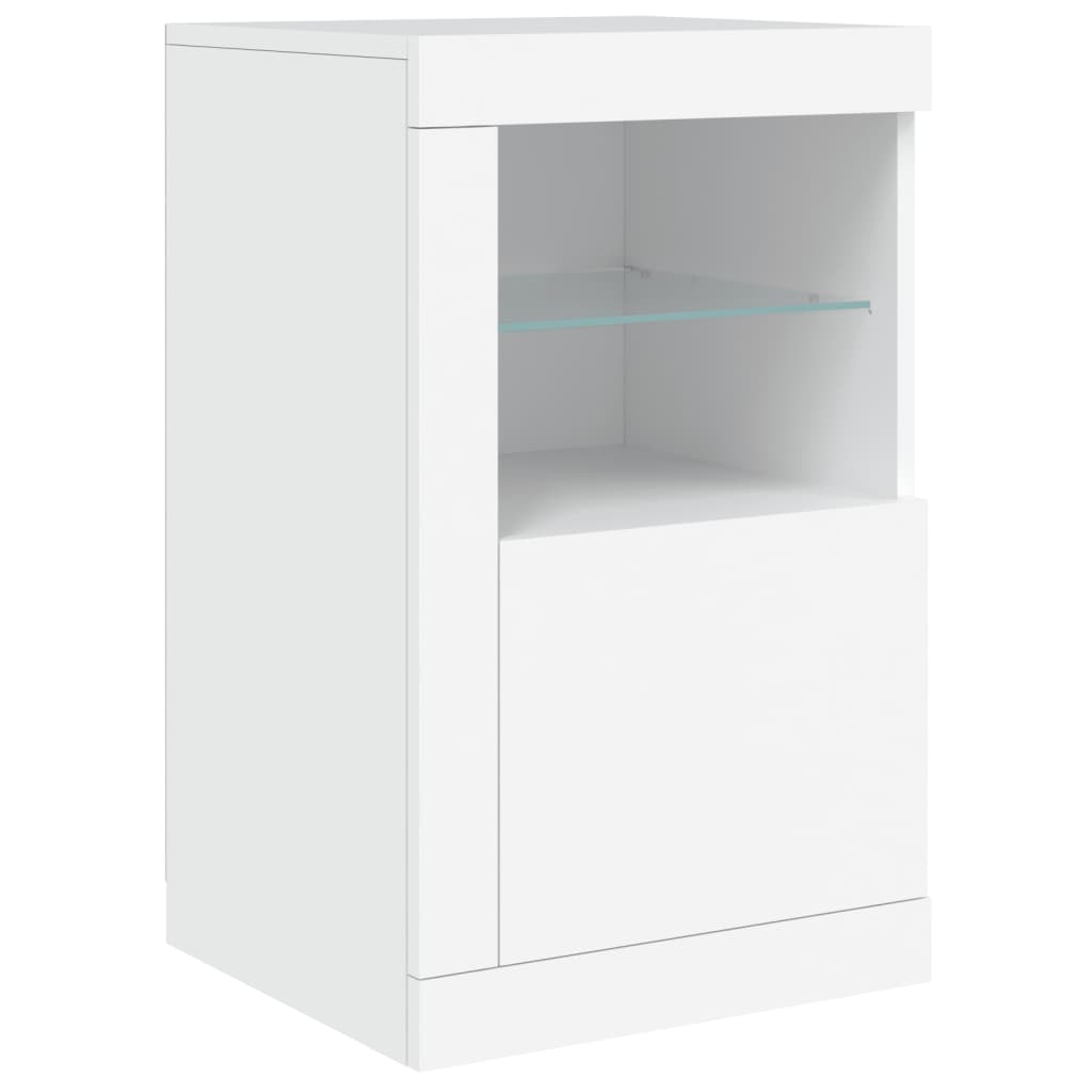 Komoda s LED svjetlima bijela 142,5 x 37 x 67 cm