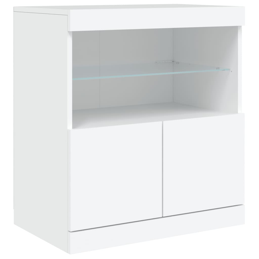 Komoda s LED svjetlima bijela 142,5 x 37 x 67 cm