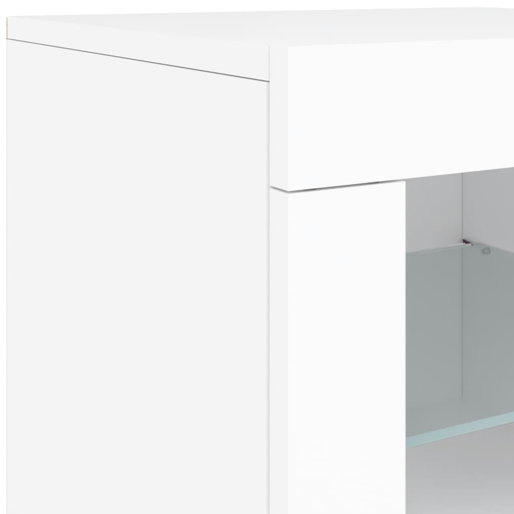 Komoda s LED svjetlima bijela 142,5 x 37 x 67 cm