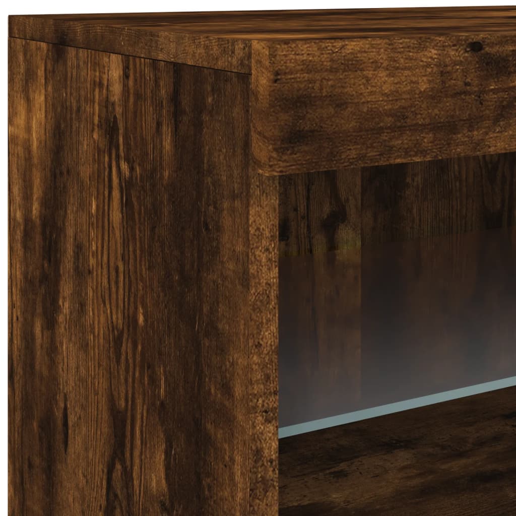 Komoda s LED svjetlima boja dimljenog hrasta 142,5x37x67 cm