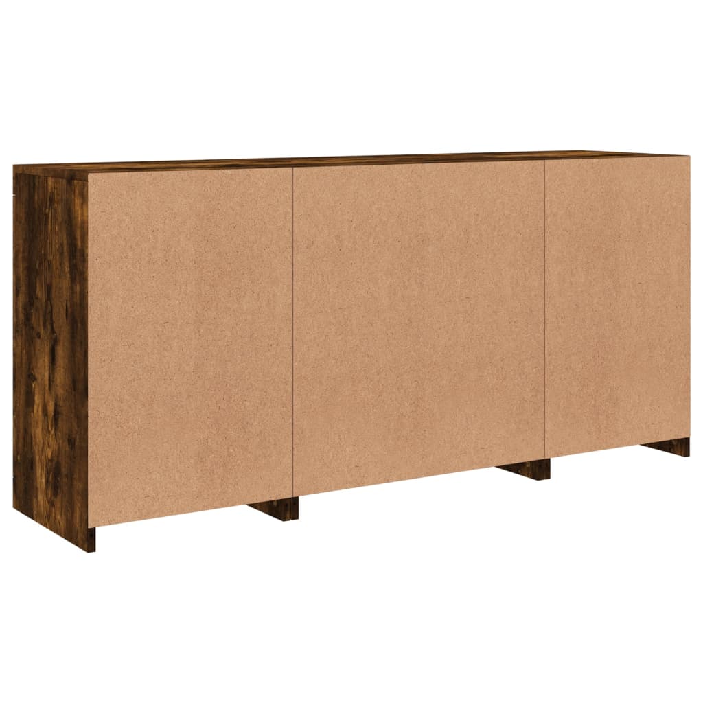 Komoda s LED svjetlima boja dimljenog hrasta 142,5x37x67 cm