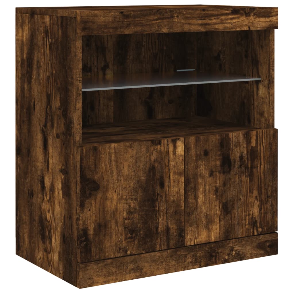Komoda s LED svjetlima boja dimljenog hrasta 142,5x37x67 cm