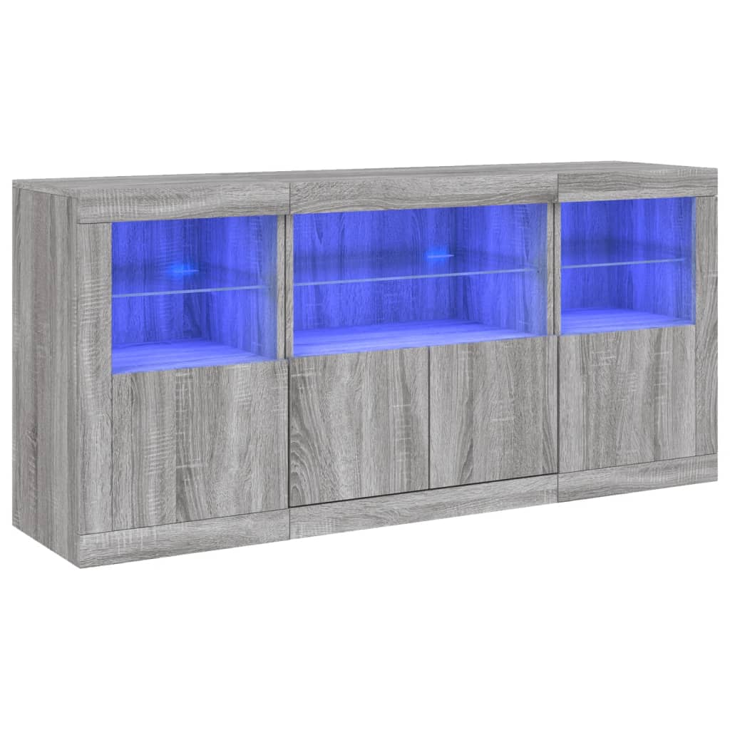 Komoda s LED svjetlima boja sivog hrasta 142,5x37x67 cm