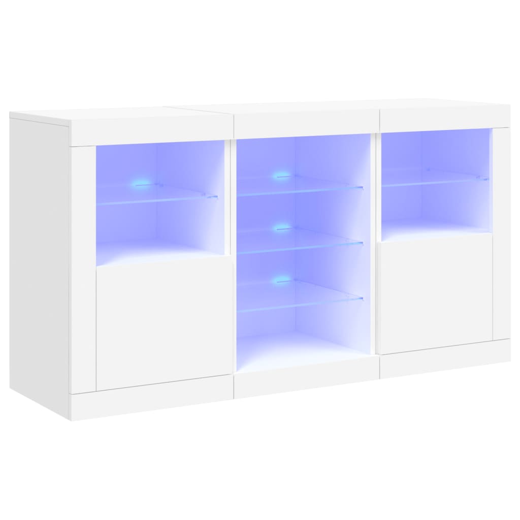 Komoda s LED svjetlima bijela 123 x 37 x 67 cm
