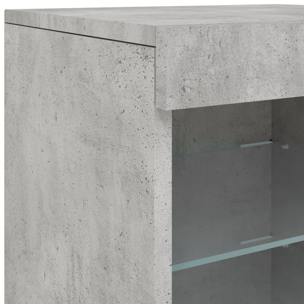 Komoda s LED svjetlima siva boja betona 123x37x67 cm