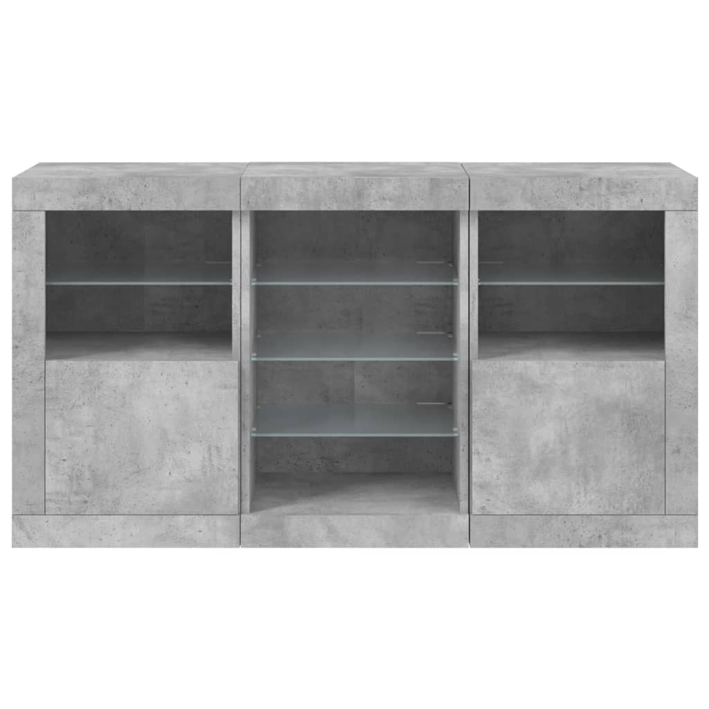Komoda s LED svjetlima siva boja betona 123x37x67 cm