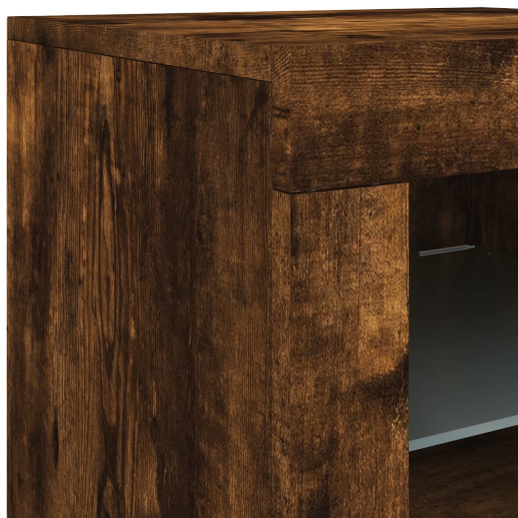 Komoda s LED svjetlima boja dimljenog hrasta 123x37x67 cm
