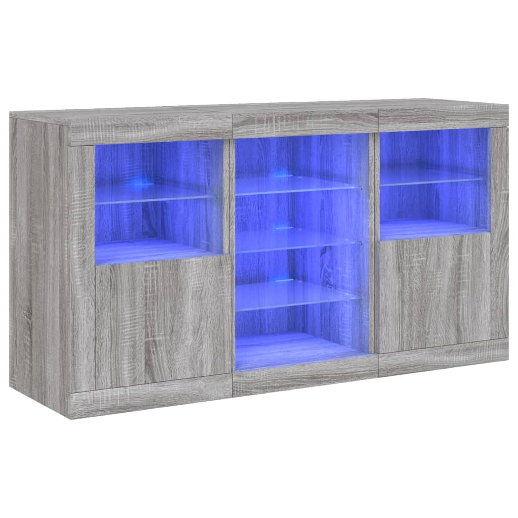 Komoda s LED svjetlima boja sivog hrasta 123x37x67 cm