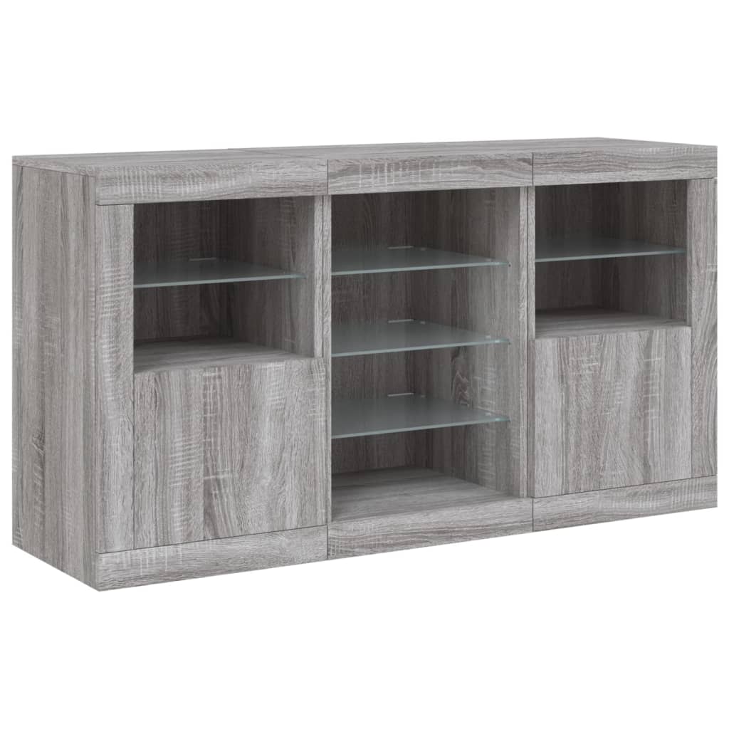 Komoda s LED svjetlima boja sivog hrasta 123x37x67 cm