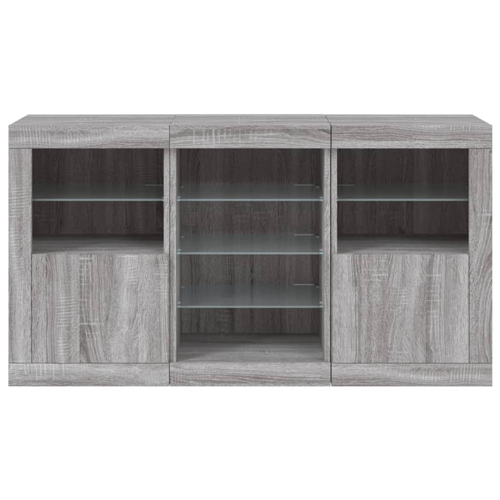 Komoda s LED svjetlima boja sivog hrasta 123x37x67 cm