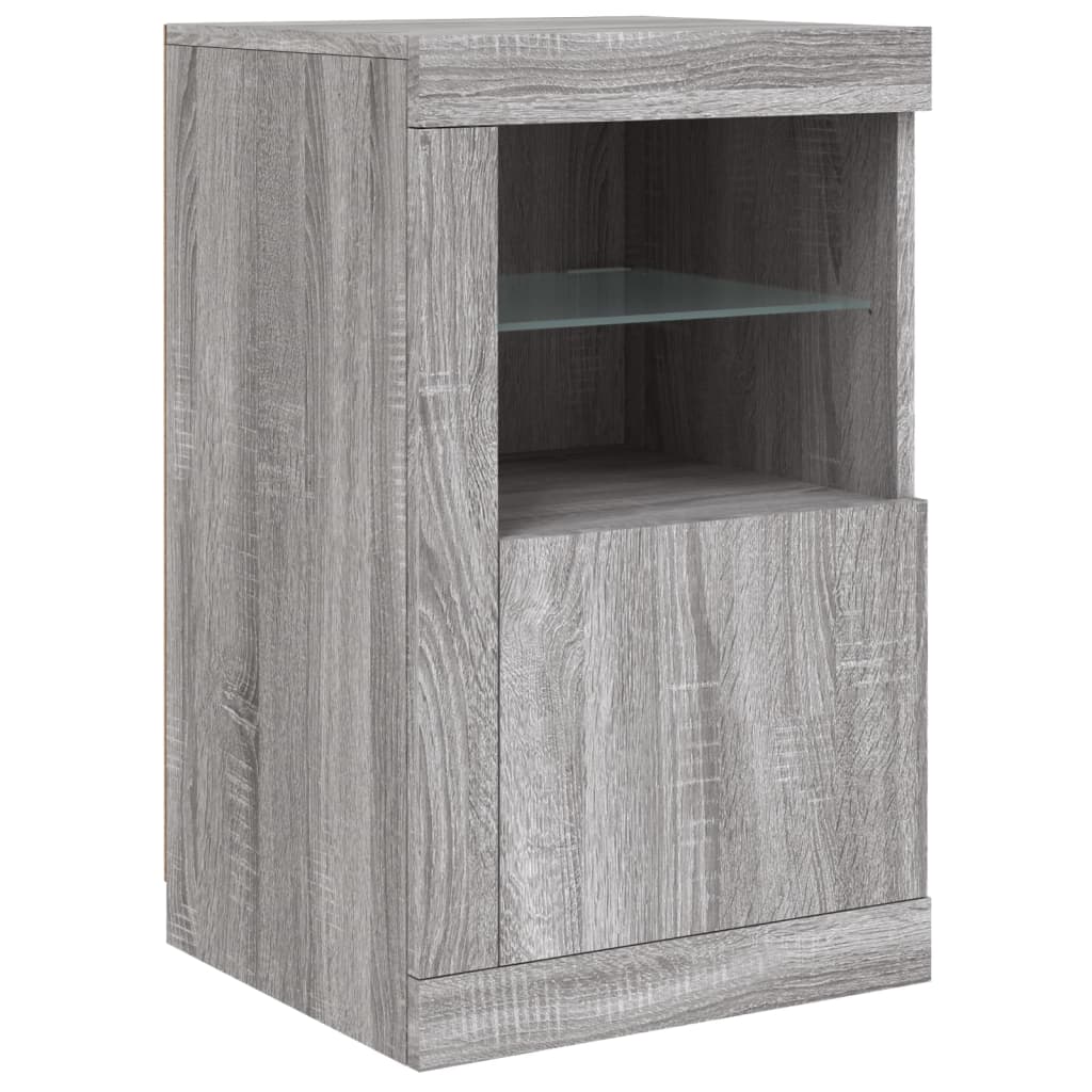 Komoda s LED svjetlima boja sivog hrasta 123x37x67 cm