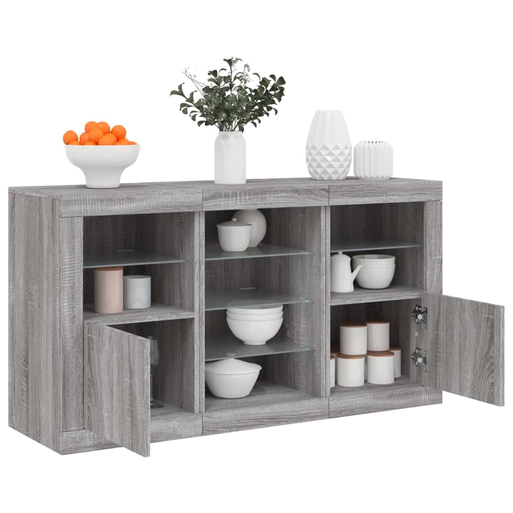 Komoda s LED svjetlima boja sivog hrasta 123x37x67 cm