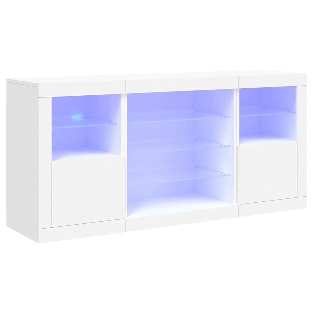 Komoda s LED svjetlima bijela 142,5 x 37 x 67 cm