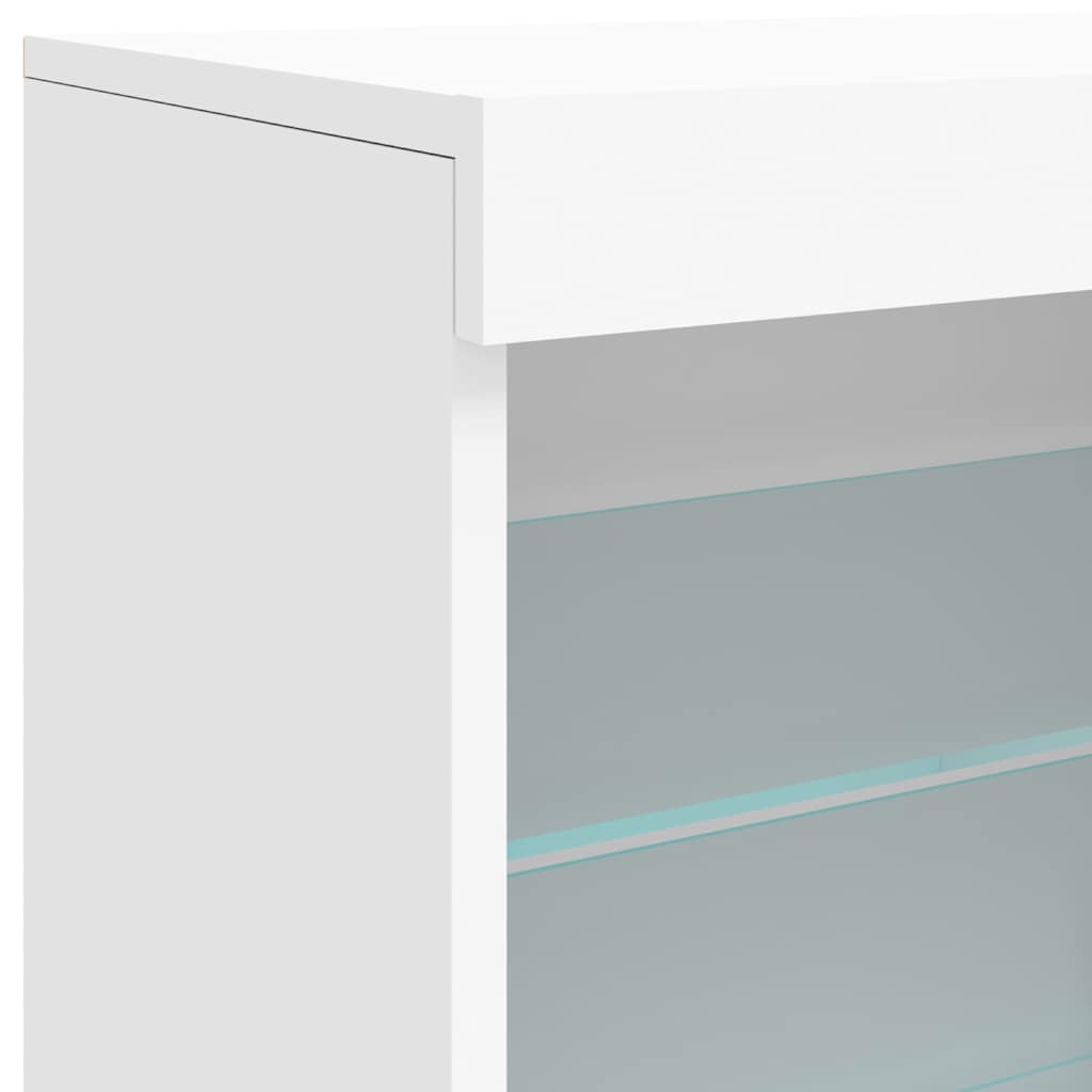 Komoda s LED svjetlima bijela 142,5 x 37 x 67 cm