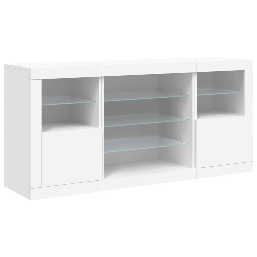 Komoda s LED svjetlima bijela 142,5 x 37 x 67 cm