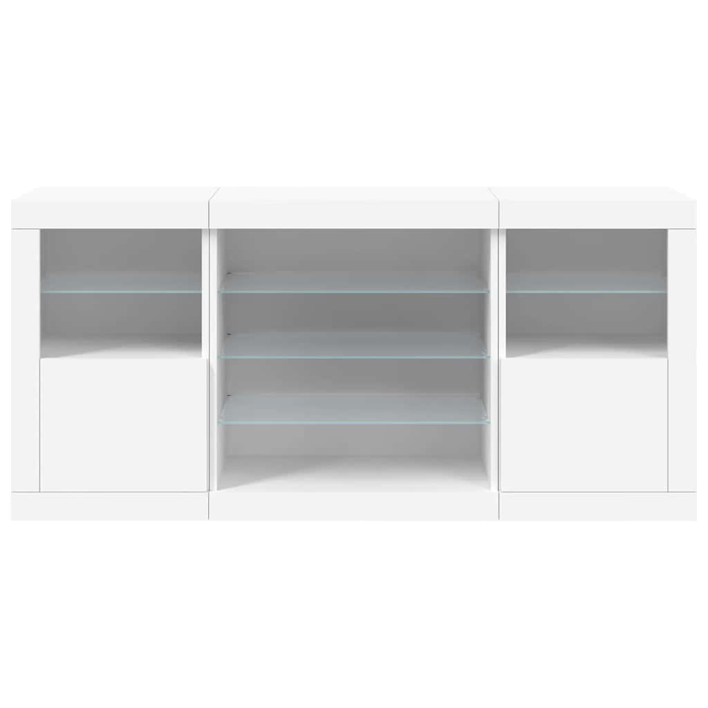 Komoda s LED svjetlima bijela 142,5 x 37 x 67 cm