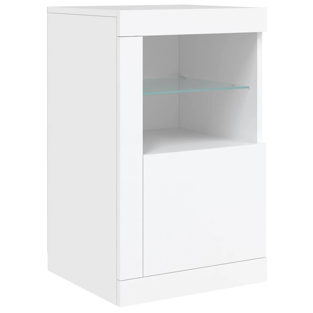 Komoda s LED svjetlima bijela 142,5 x 37 x 67 cm