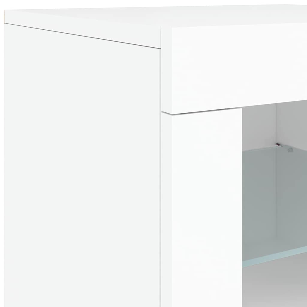 Komoda s LED svjetlima bijela 142,5 x 37 x 67 cm