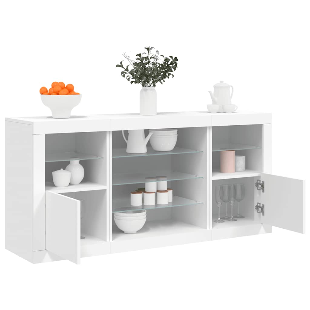Komoda s LED svjetlima bijela 142,5 x 37 x 67 cm