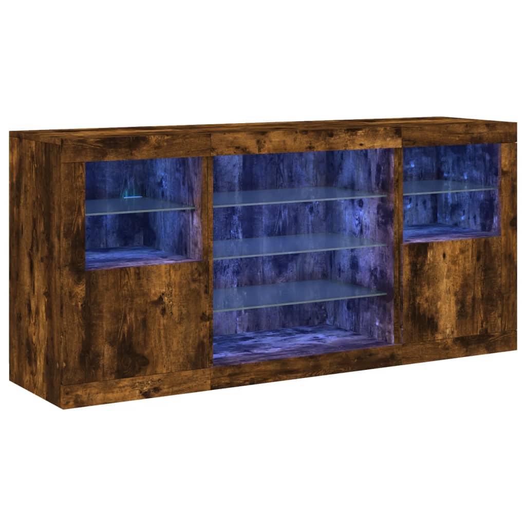 Komoda s LED svjetlima boja dimljenog hrasta 142,5x37x67 cm