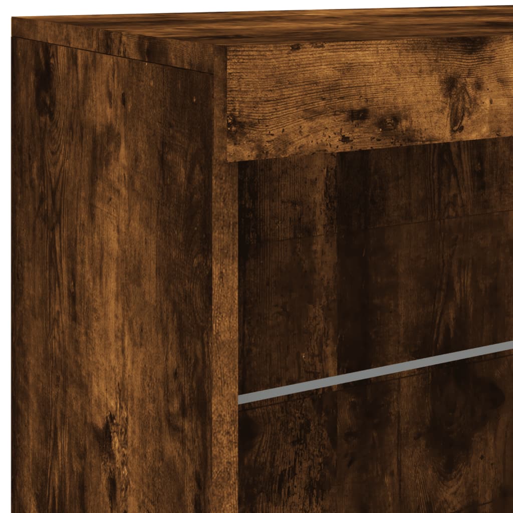 Komoda s LED svjetlima boja dimljenog hrasta 142,5x37x67 cm