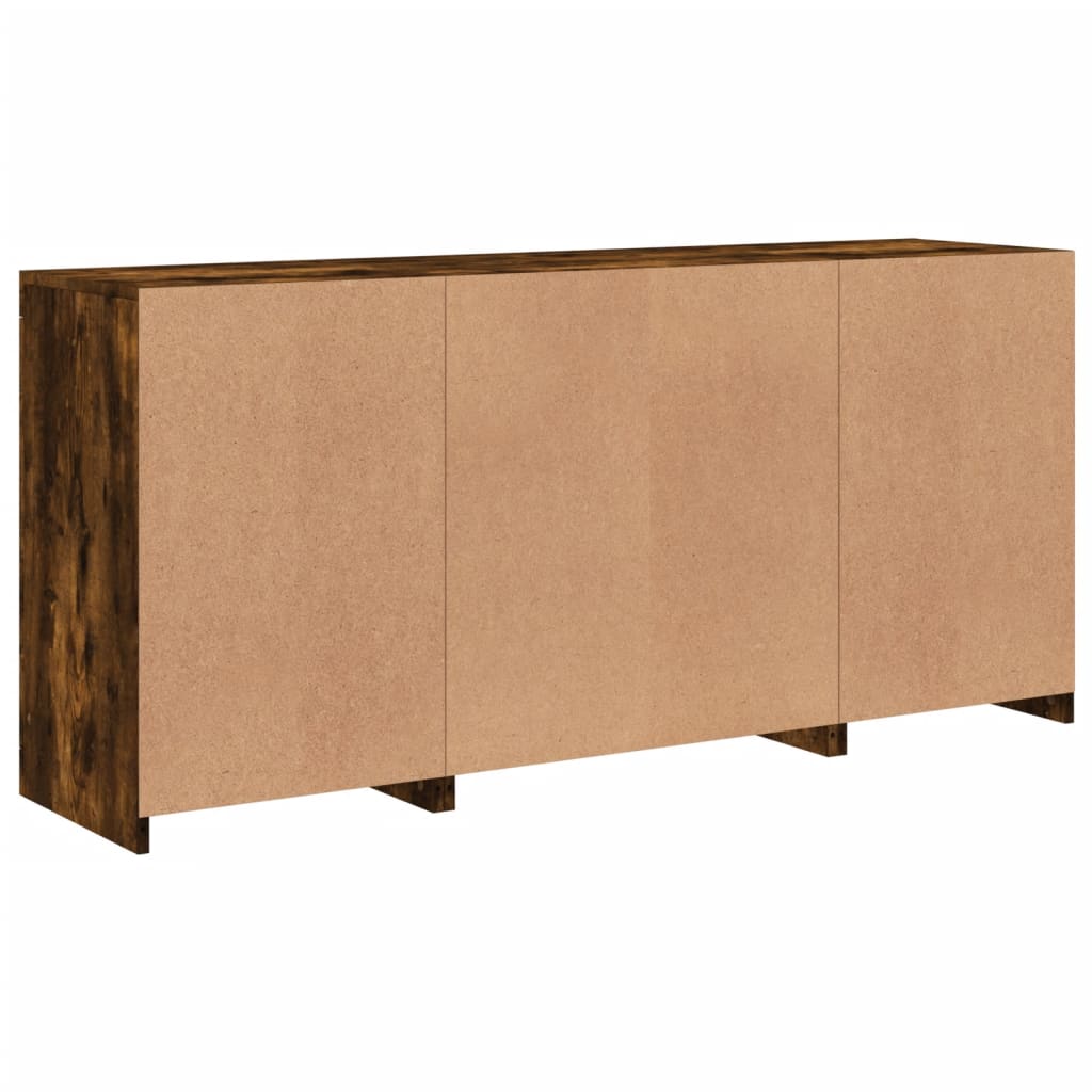Komoda s LED svjetlima boja dimljenog hrasta 142,5x37x67 cm