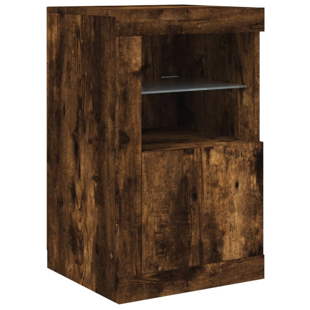 Komoda s LED svjetlima boja dimljenog hrasta 142,5x37x67 cm