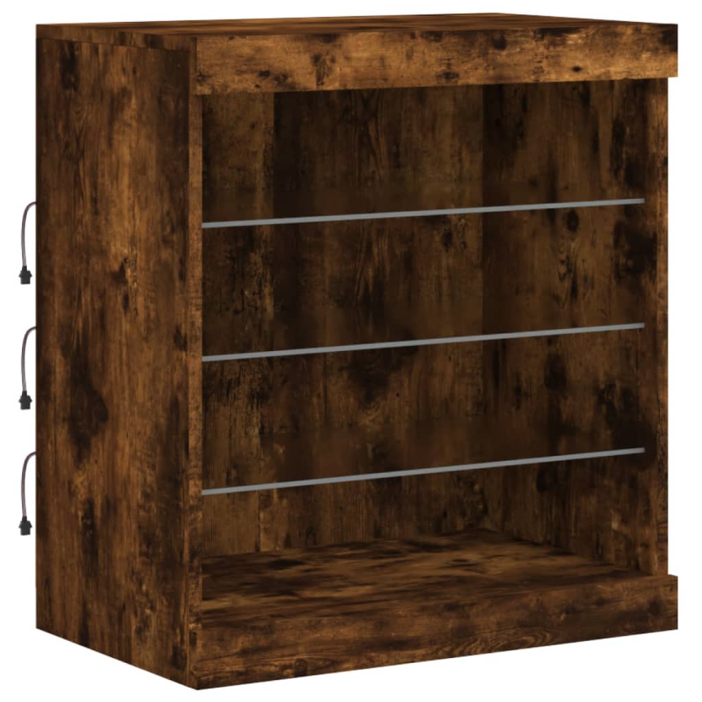 Komoda s LED svjetlima boja dimljenog hrasta 142,5x37x67 cm