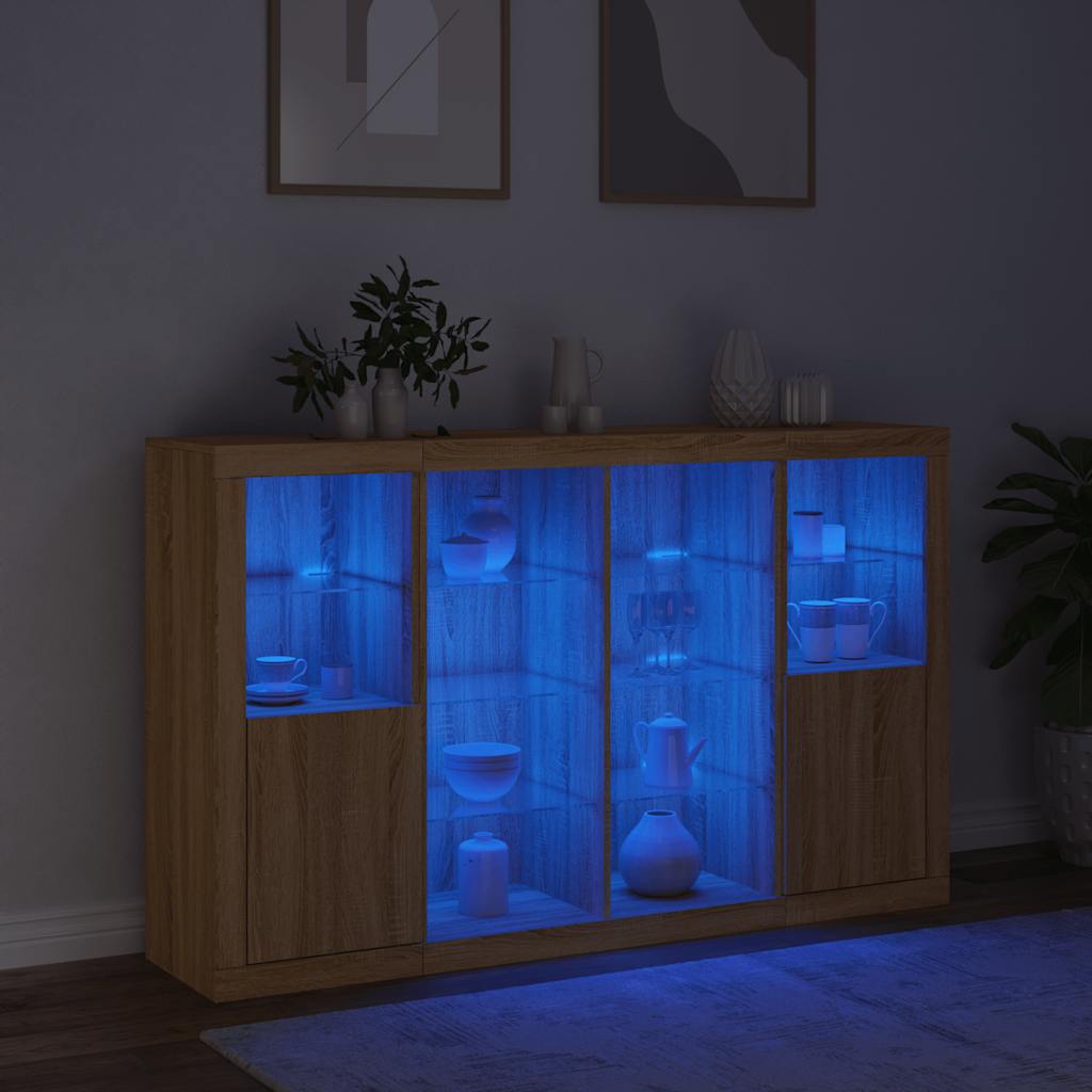 Komode s LED svjetlima 3 kom boja hrasta sonome