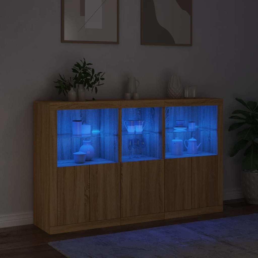 Komoda s LED svjetlima boja hrasta sonome 162 x 37 x 100 cm