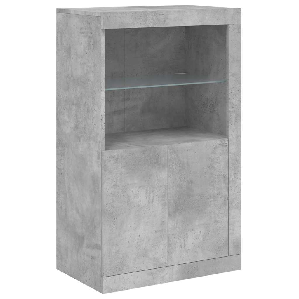 Komoda s LED svjetlima siva boja betona 162 x 37 x 100 cm